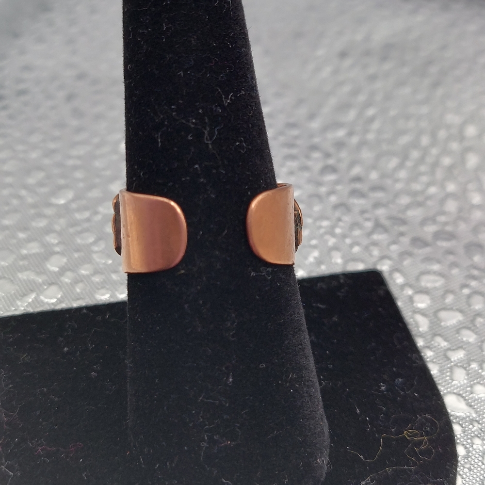 Vintage Solid Copper Braided Overlay Ring Adjusta… - image 7